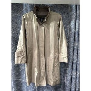 London Fog Trench Coat Womens Sz 12 Reg Tan Brown Removable Lining Jacket